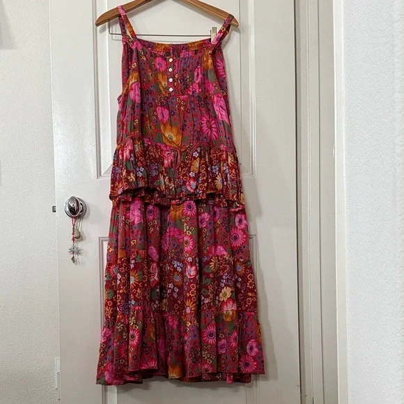 Free People x Spell & the Gypsy Pink and Red Floral Tank and Maxi Skirt Set - Picture 1 of 11